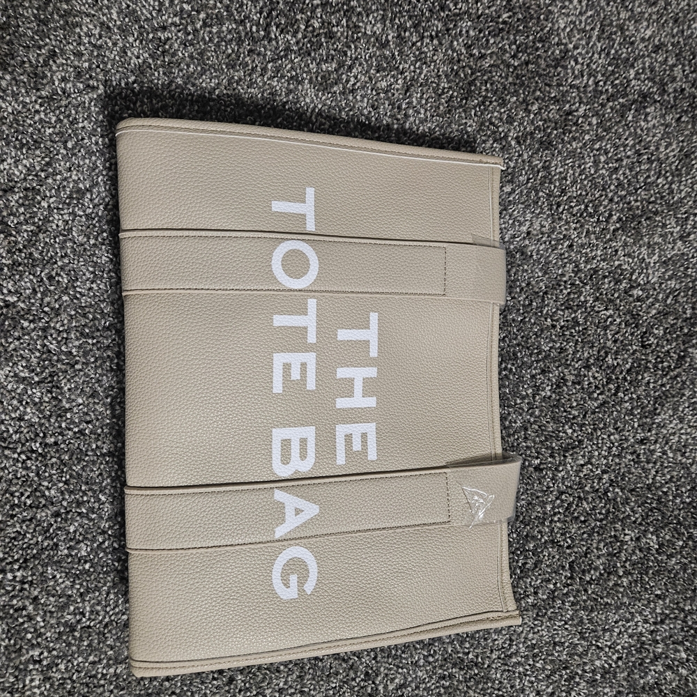 Beige Tote Bag with White Accents